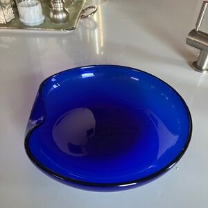 Tiffany Elsa Peretti Archimede Seguso Blue Murano Thumbprint 11" Dish